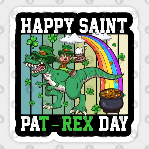 Happy Saint Pat-Rex Day Leprechaun With T-Rex Sticker by TheMaskedTooner